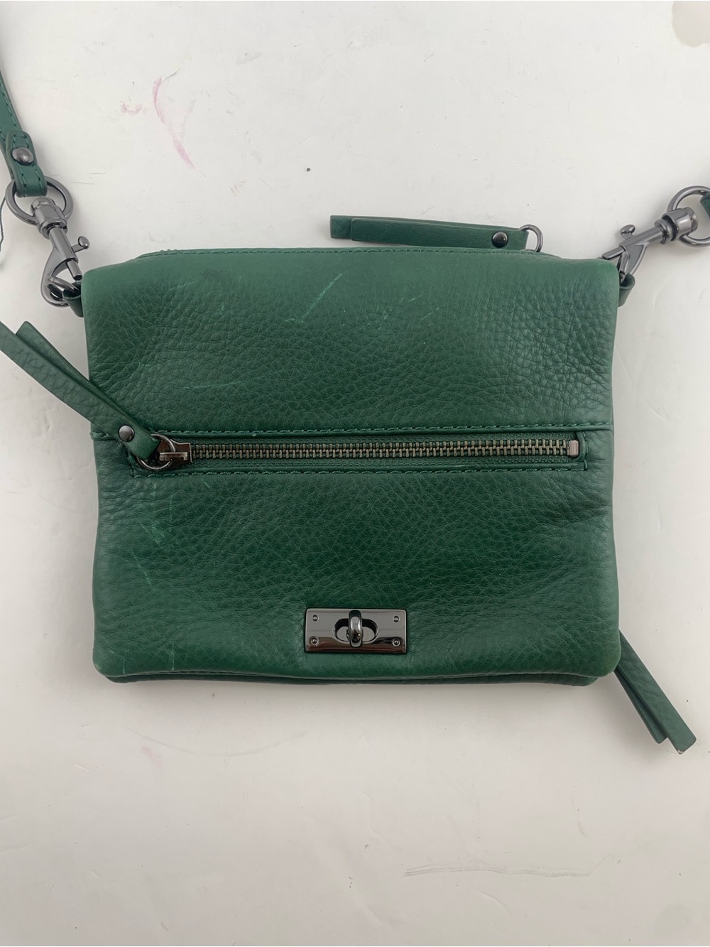 Green Leather Crossbody Bag - Women